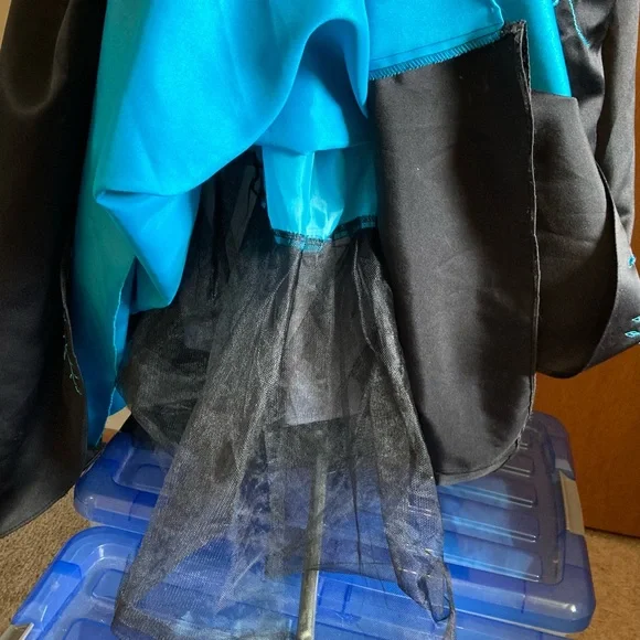 Beaded Embroidered Corset Formal Blue Black Tulle - Picture 15 of 16